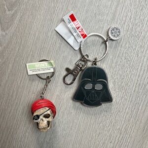 Darth Vader and Pirate Skull Keychain Set